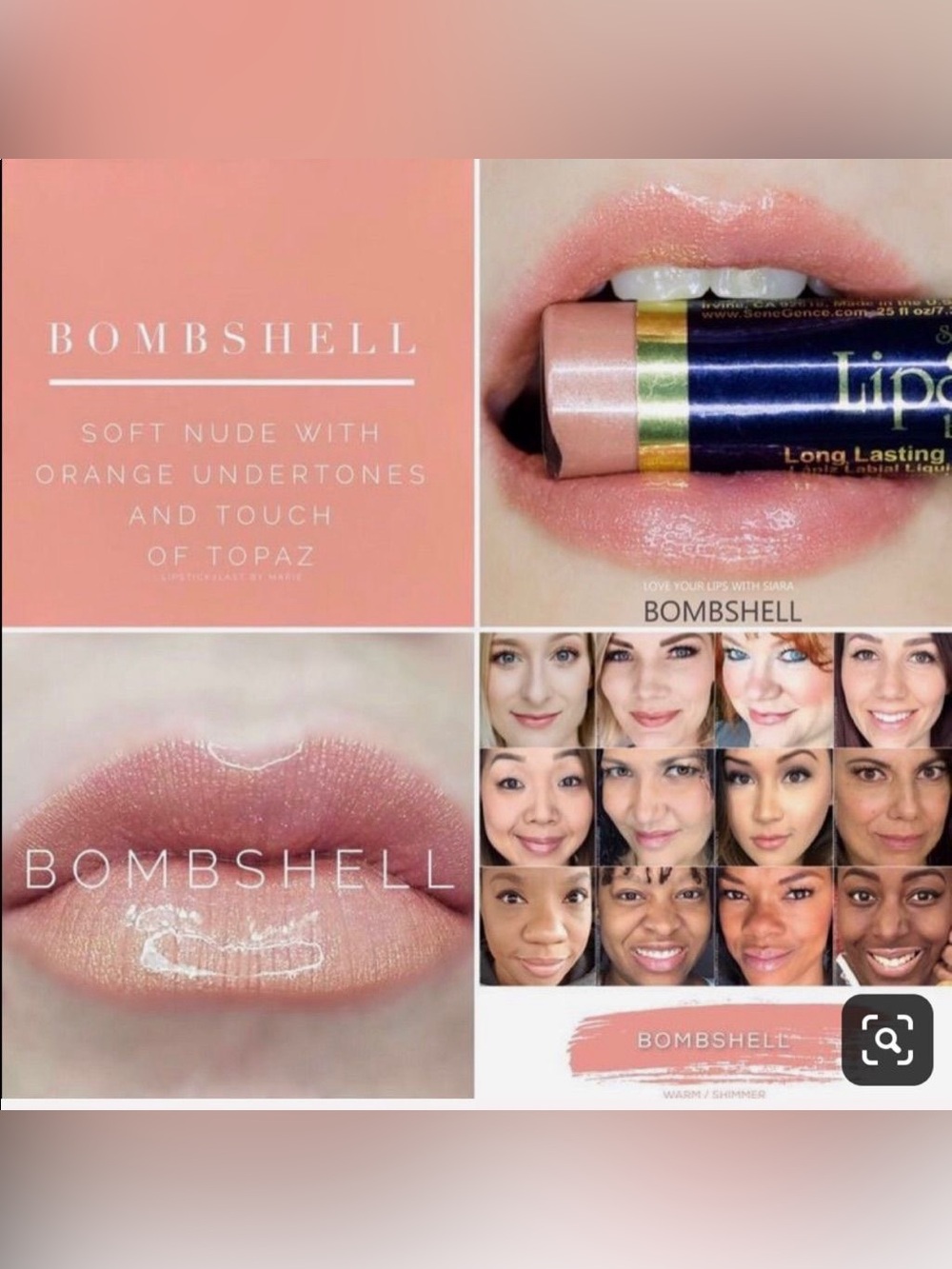 SeneGence Bombshell Lipstick - Peachy Nude with Topaz Shimmer